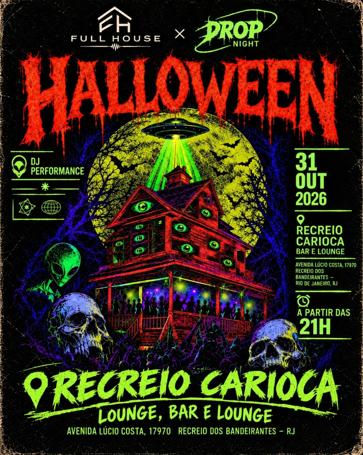 Flyer: Full House × Drop Night, Recreio Carioca Bar e Lounge
